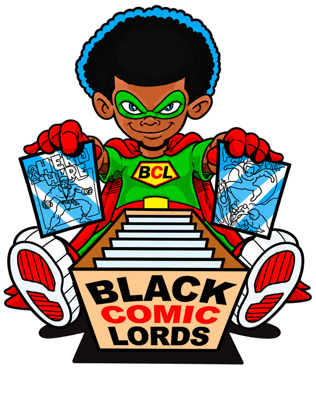 Black Comic Lords superhero mascot